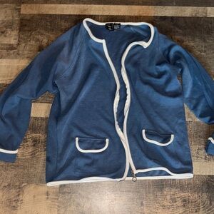Classic Comfort: Women's JSG Denim Blue Sweater Jacket, Large